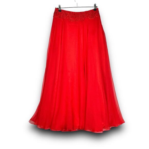 Dave & Johnny Red Two Piece Lace Halter Top Maxi Skirt Prom Gown 2pc Set 11 / 12 - Picture 9 of 15